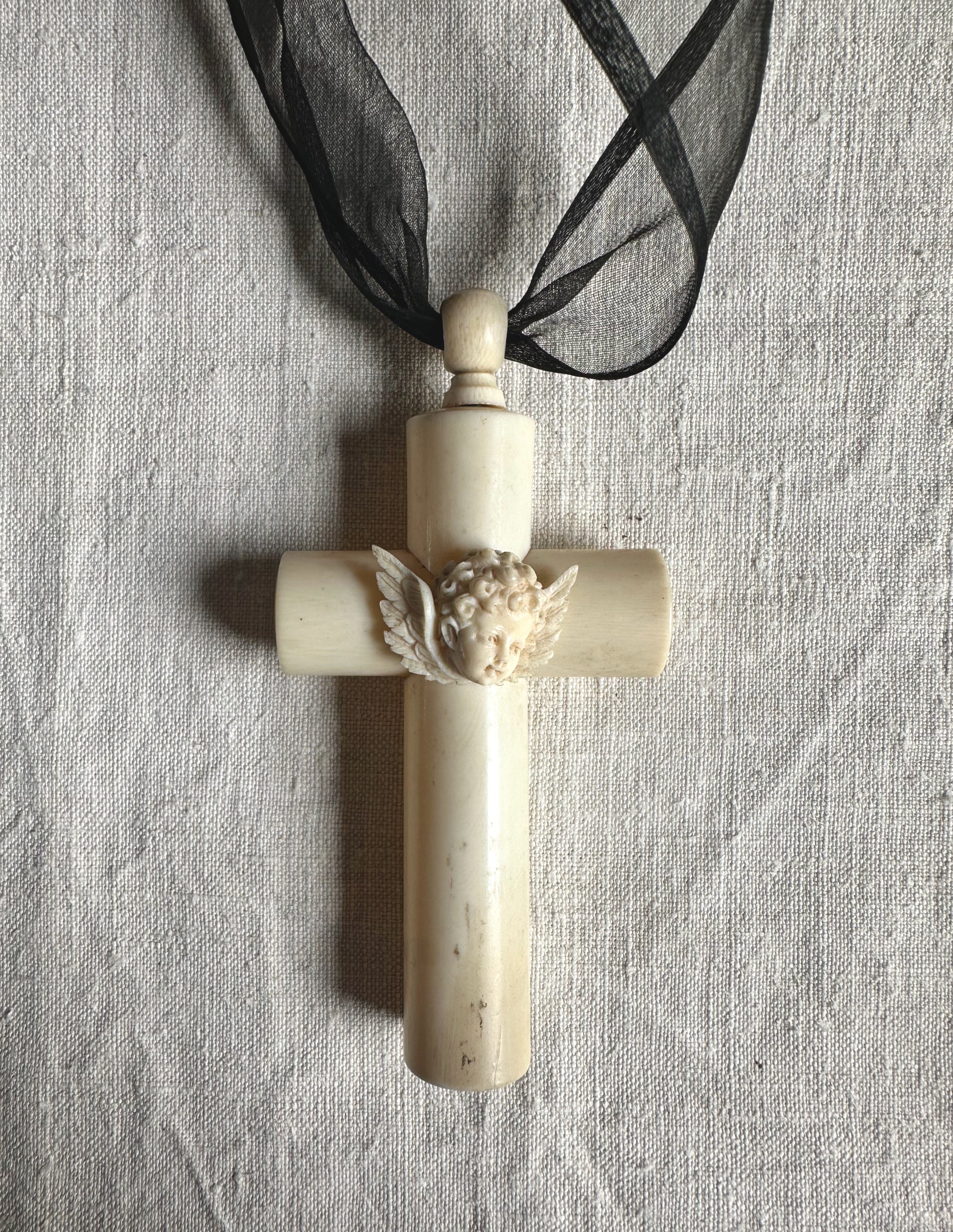 Exceptional 19th Century French Hand-carved Cradle Cross (Croix de Berceau)