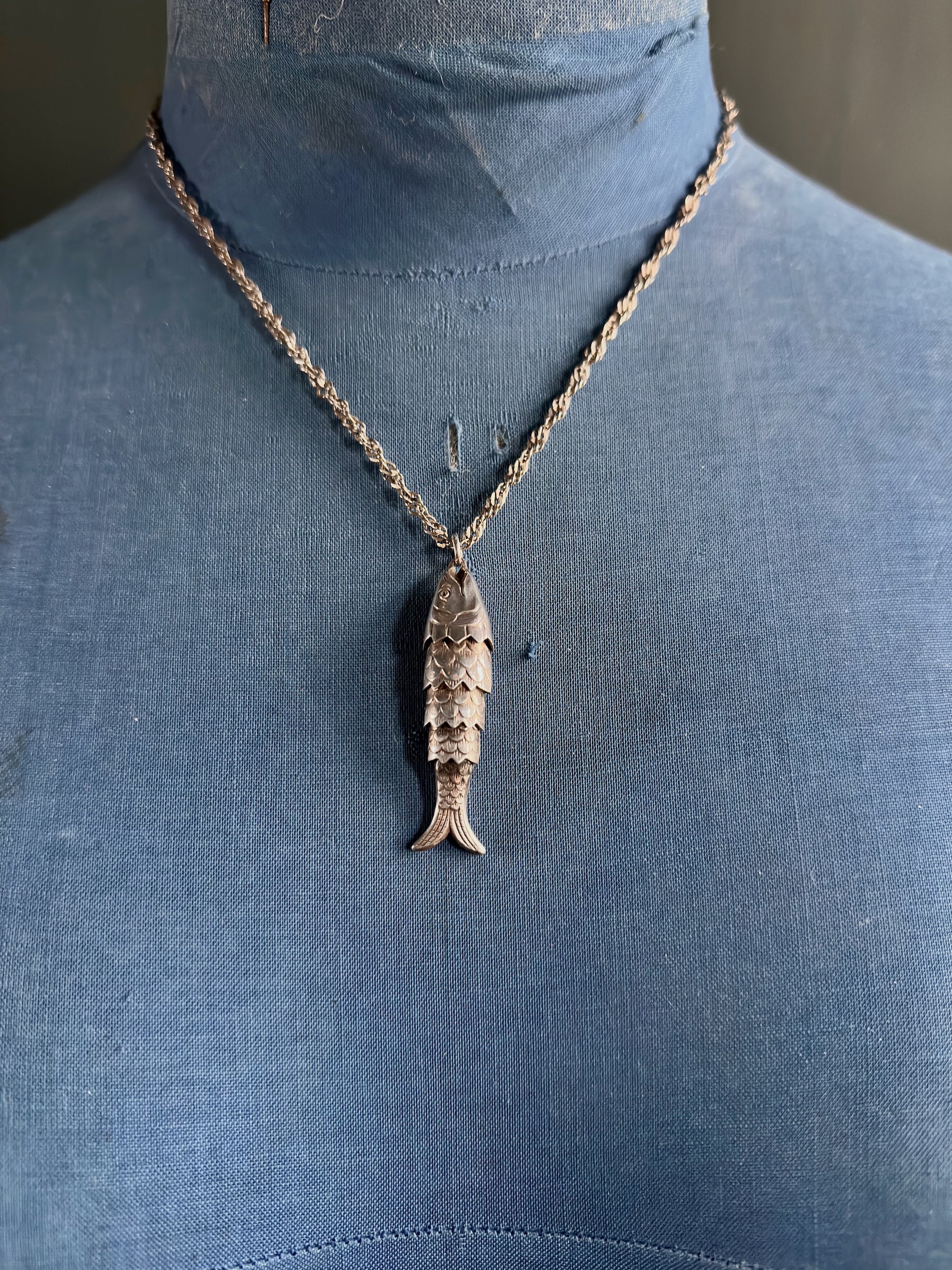 Italian Sterling Silver Articulated Fish Pendant