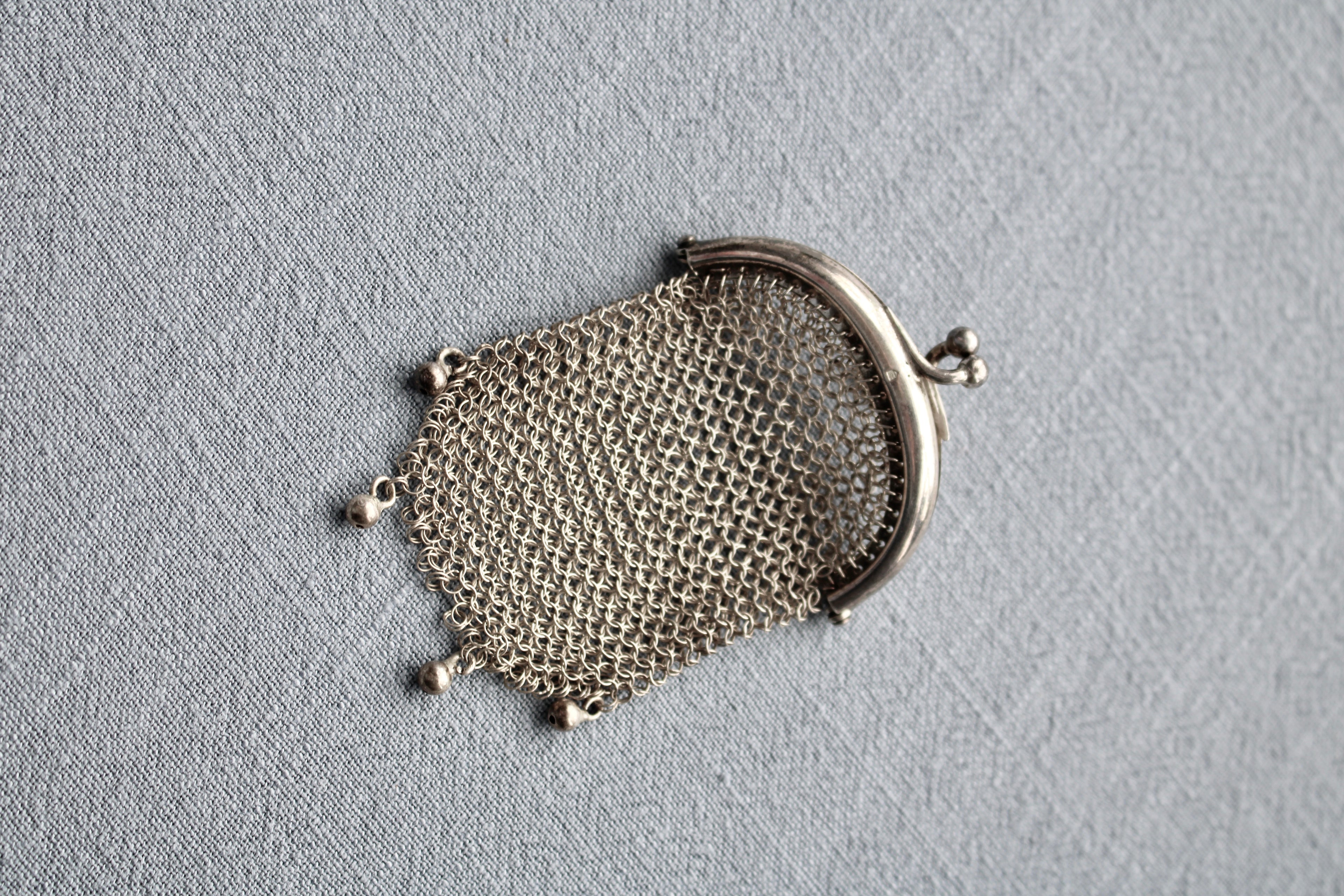 Antique Silver Mesh  Purse