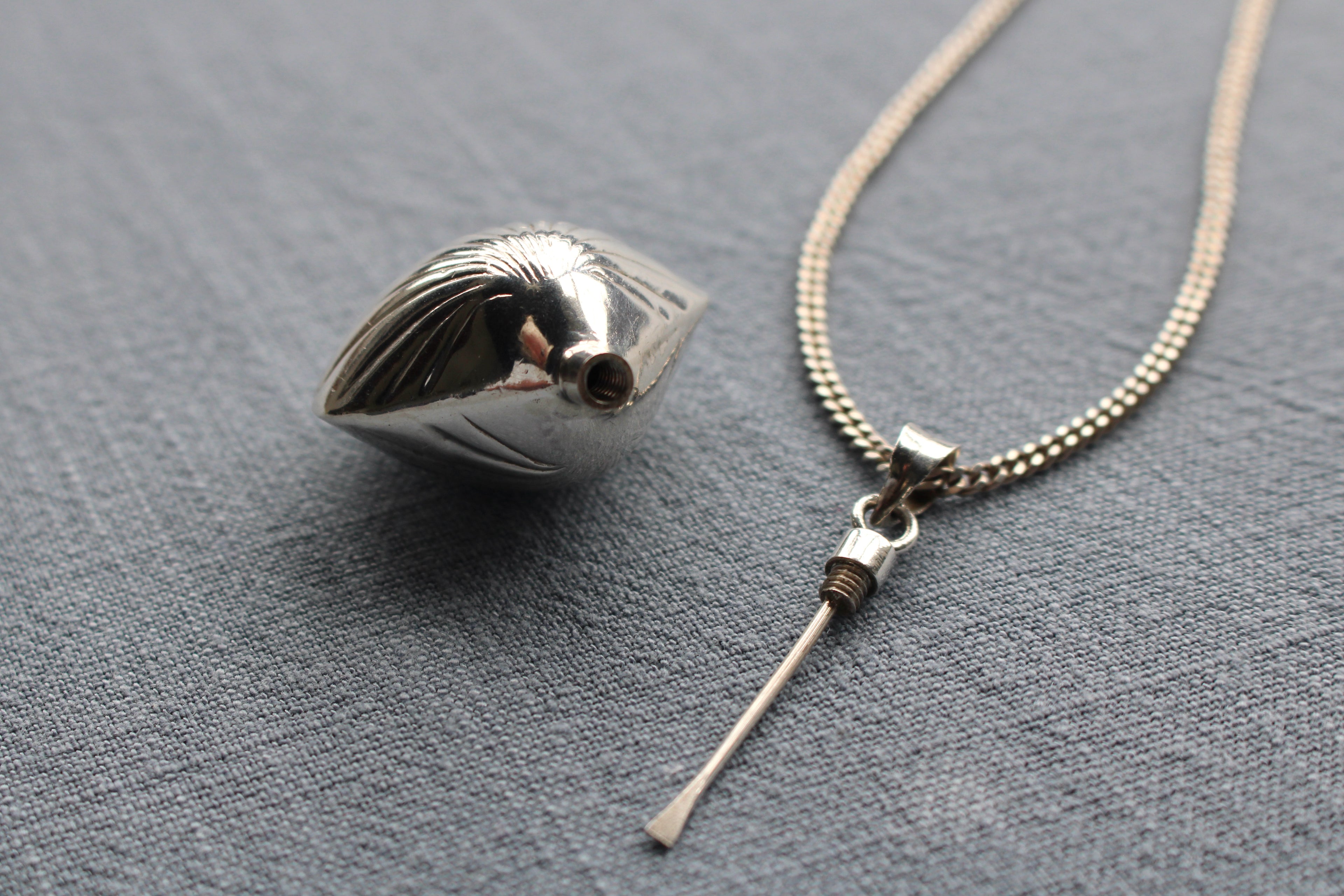 Vintage Sterling Silver Shell Scent Pendant