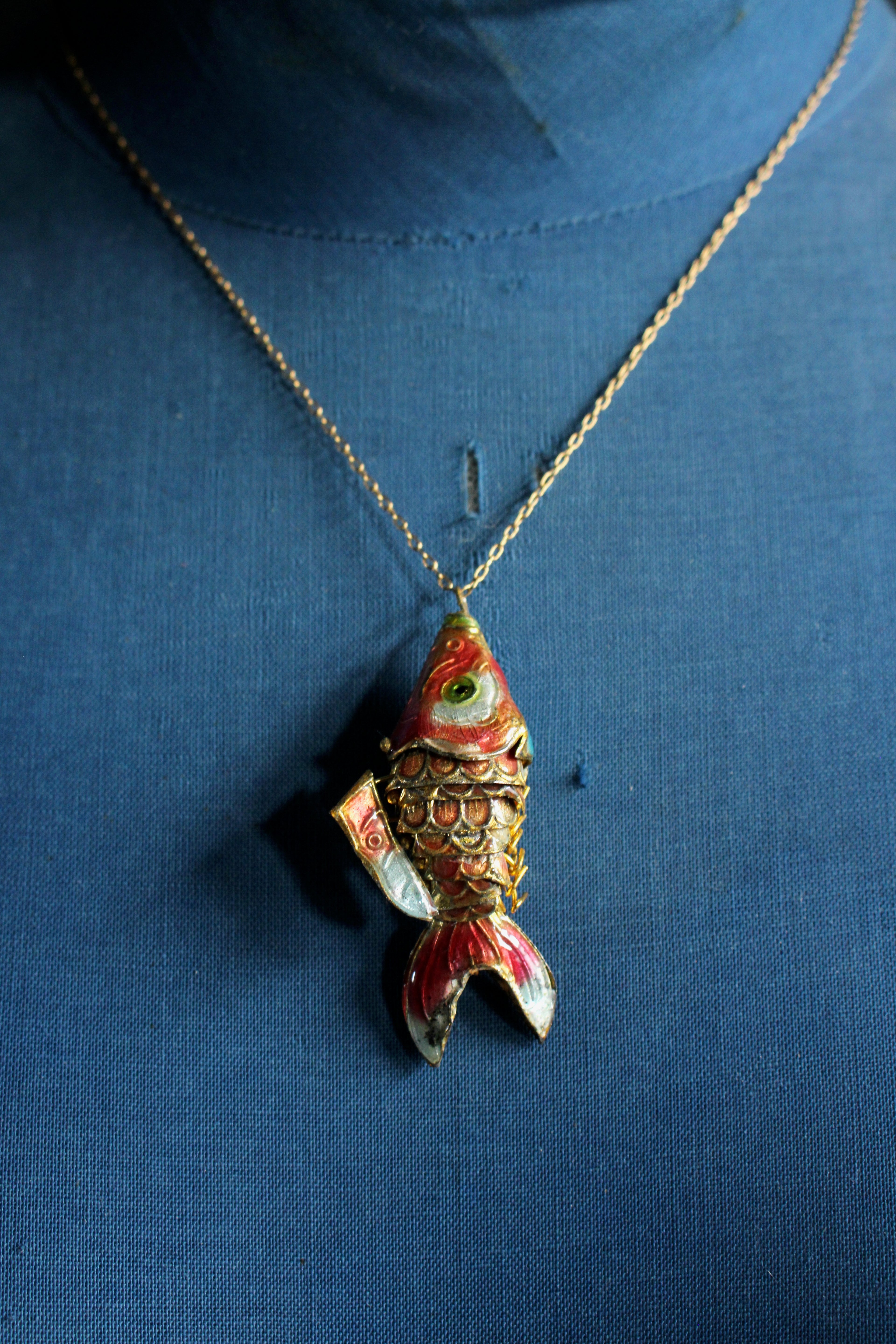 Articulated Cloisonné Koi Fish Pendant