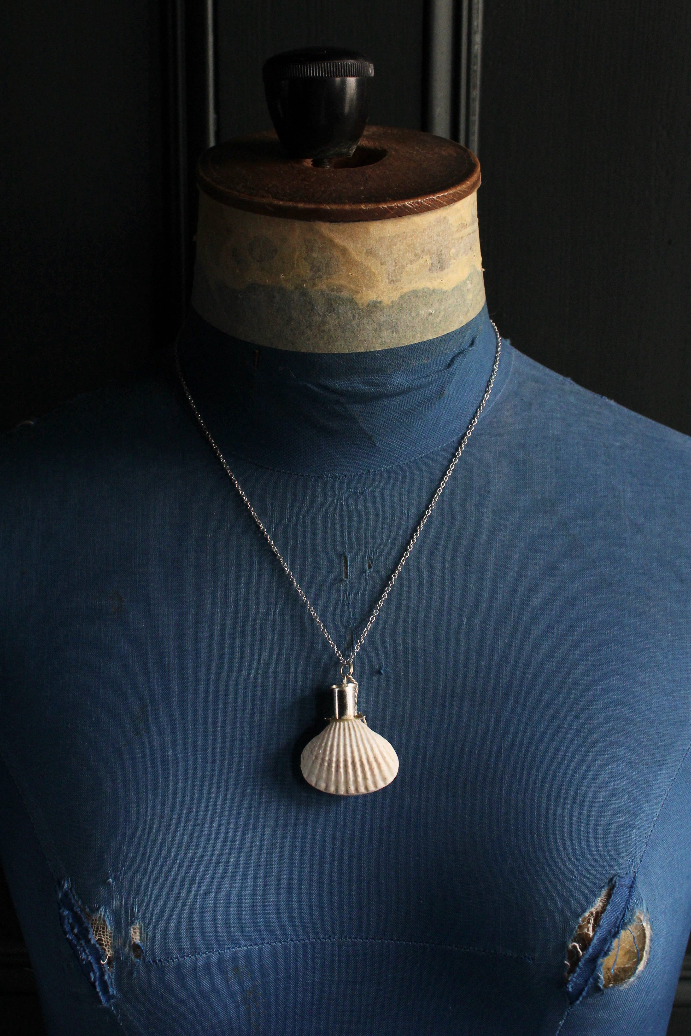 Antique Shell Scent Bottle Pendant