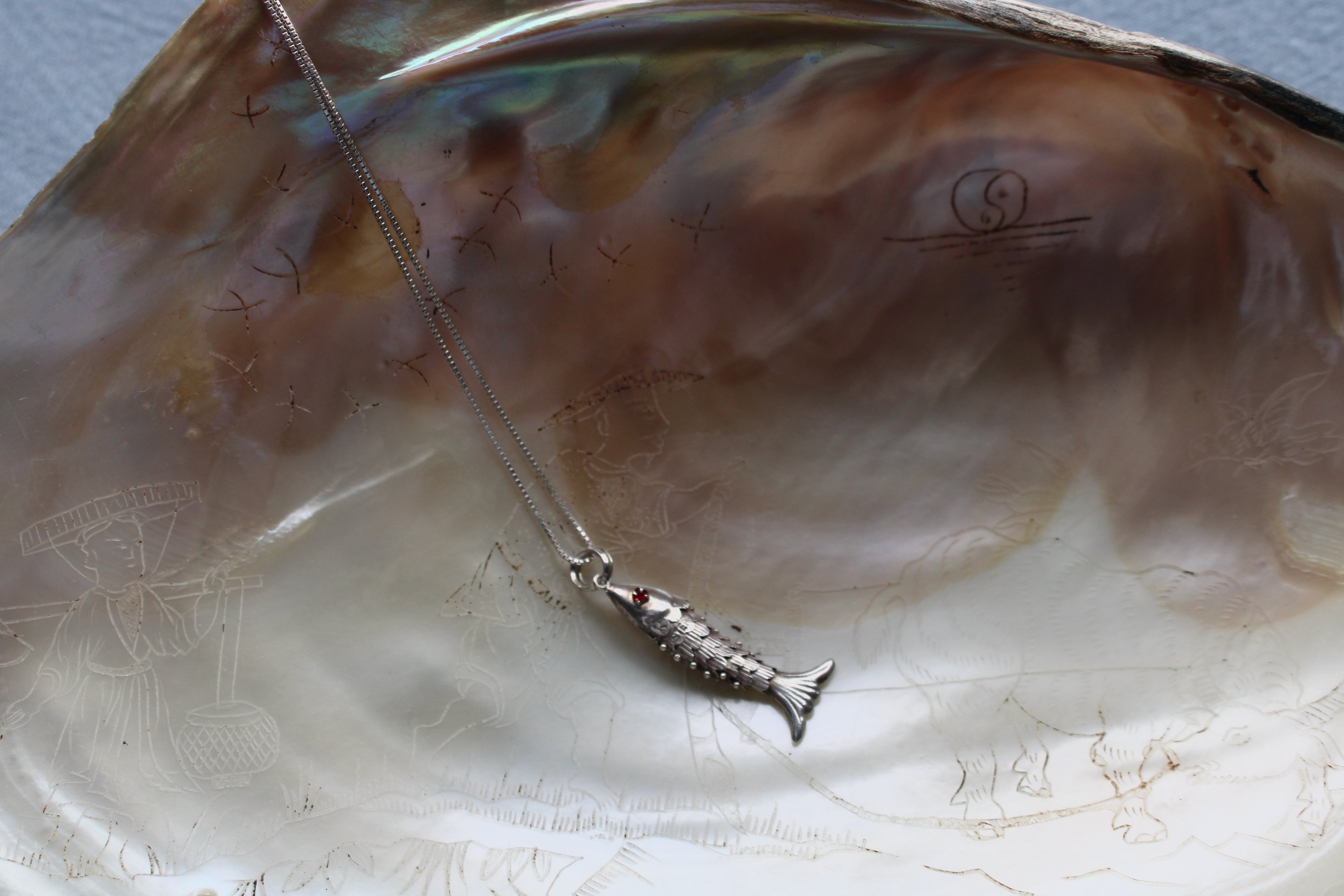 Vintage Sterling Silver Articulated Fish Pendant