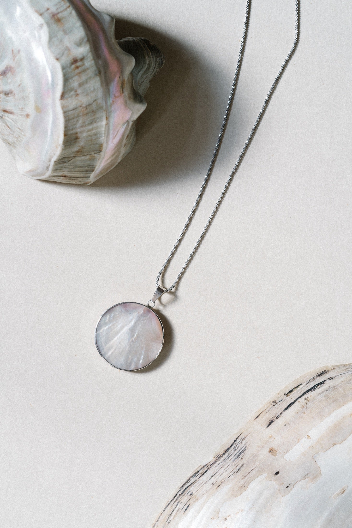 Vintage Red and Mother of Pearl Sterling Silver Pendant